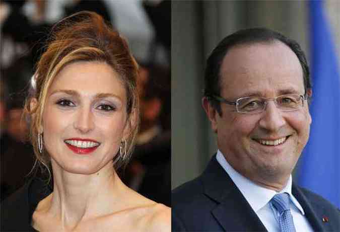 A matria de sete pginas na revista Closer afirma que o presidente Franois Hollande, de 59 anos, teve um suposto romance com a atriz Julie Gayet, de 41 anos(foto: AFP PHOTO / VALERY HACHE / THOMAS SAMSON )