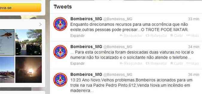 (foto: Reproduo/Twitter do Corpo de Bombeiros de Minas Gerais)