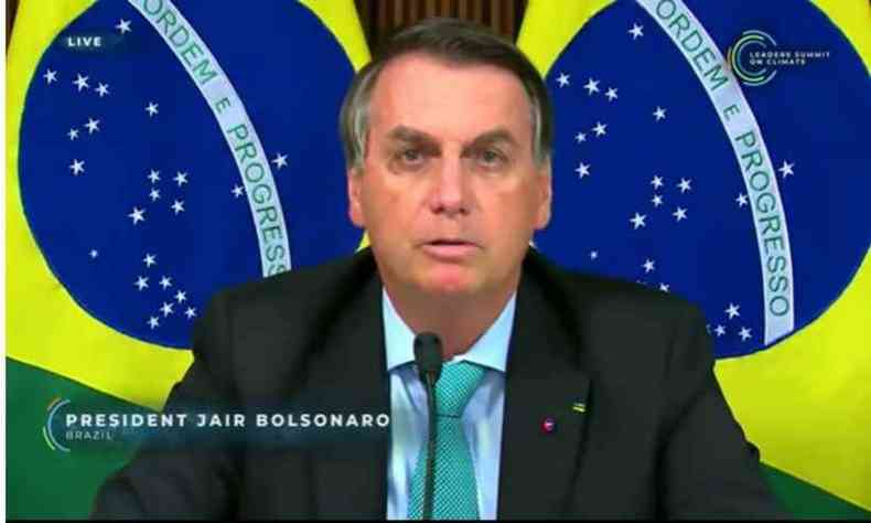 Bolsonaro durante discurso na Cpula de Lderes sobre o Clima(foto: Reproduo)