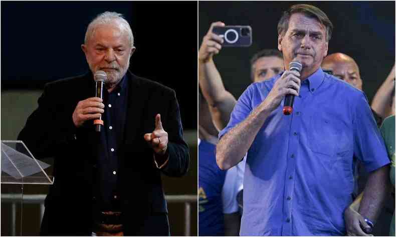 Lula a esquerda e Bolsonaro a direita