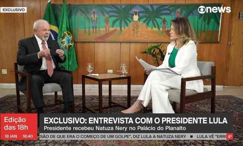 Lula e Natuza em reproduo de imagem da Globonews