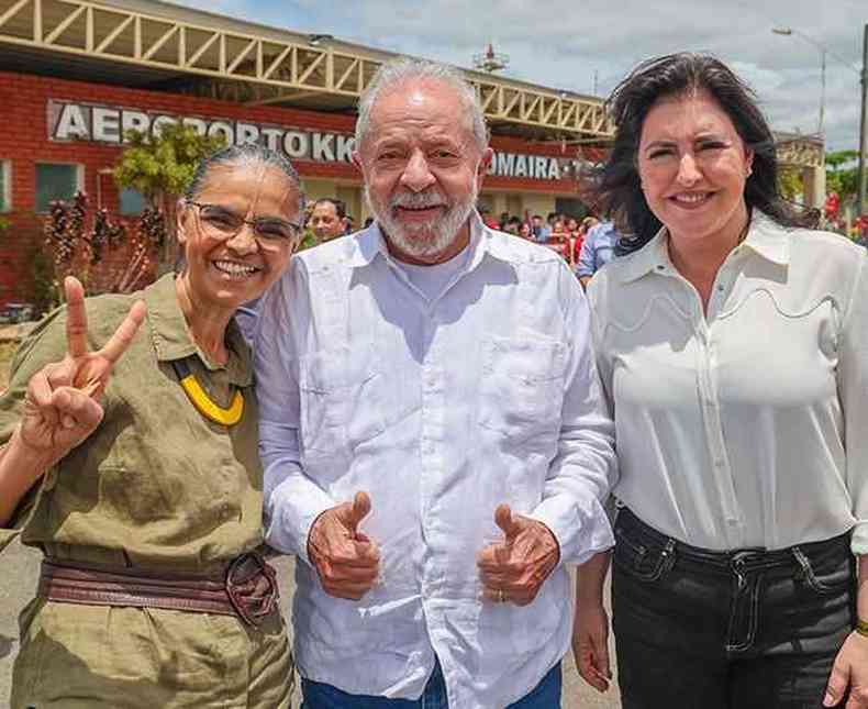 Marina, Lula e Simone durante campanha nas eleies 2022