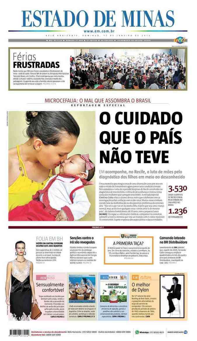 Confira a Capa do Jornal Estado de Minas do dia 17/01/2016