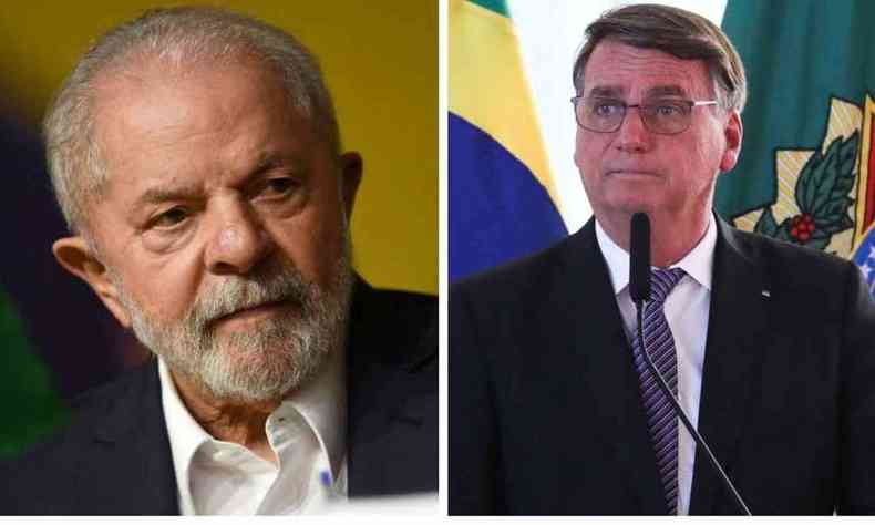 Montagem que pe, lado a lado, fotos de Lula e Jair Bolsonaro