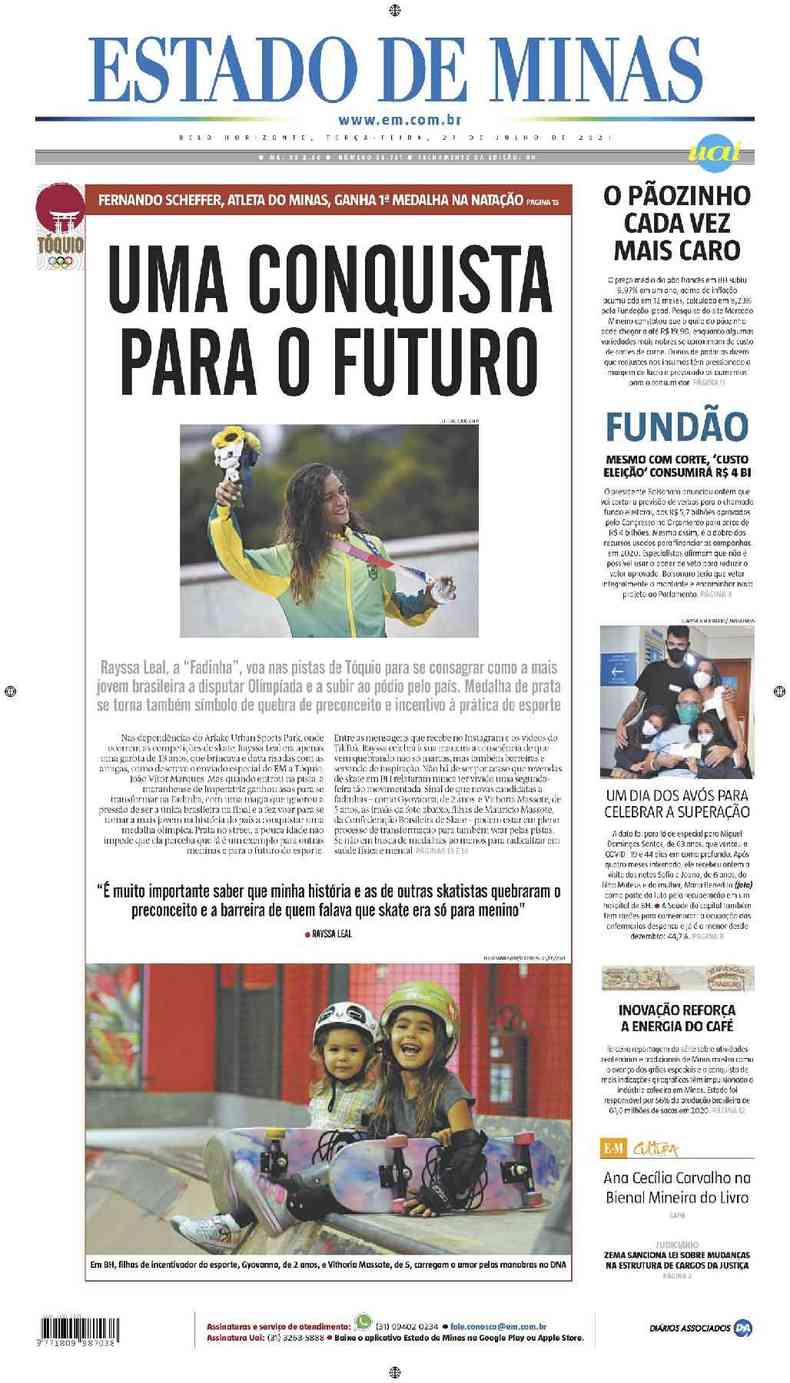 Confira a Capa do Jornal Estado de Minas do dia 27/07/2021(foto: Estado de Minas)