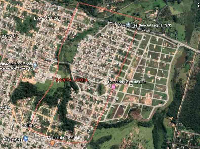 Regio do Bairro Santa Lcia, onde h imveis que pagam IPTU anual de R$ 0,08(foto: Reproduo/Google Maps )