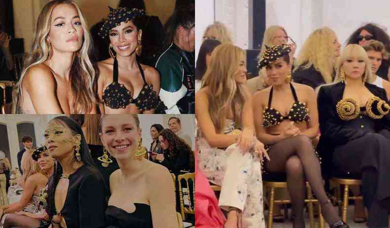 Montagem de fotos de Anitta com Rita Ora, Rina Sawayama, Hunter e CL 