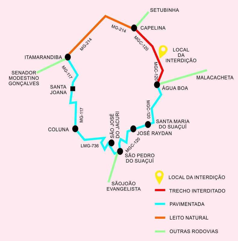 Mapa com informaes para o desvio a ser feito durante o perodo das obras