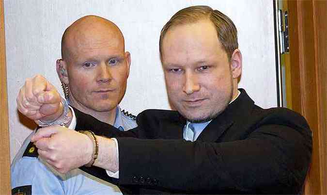 Anders Breivik  acusado pela morte de 77 pessoas.(foto: AFP PHOTO / DANIEL SANNUM LAUTEN )