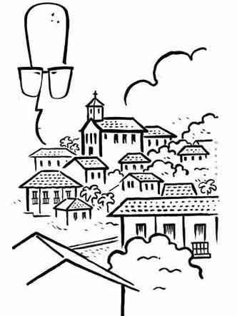 Ilustrao mostrando Itabira, a cidade de Carlos Drummond de Andrade