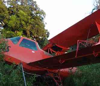Aeronave sofreu vrias avarias nas asas e cauda(foto: Polcia Militar/Divulgao)