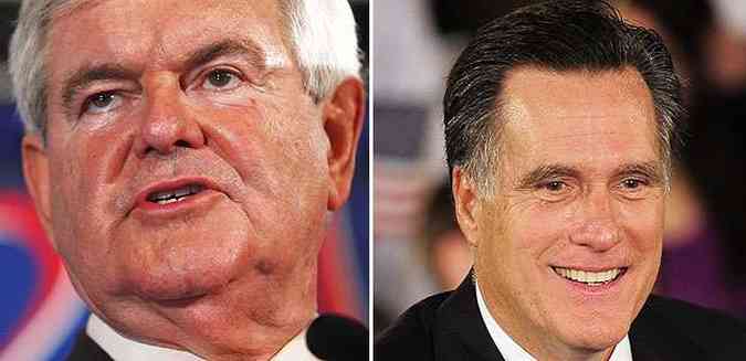 Gingrich e Romney brigaram ferozmente nas primrias da Flrida(foto: REUTERS/Eric Thayer // EMMANUEL DUNAND / AFP)