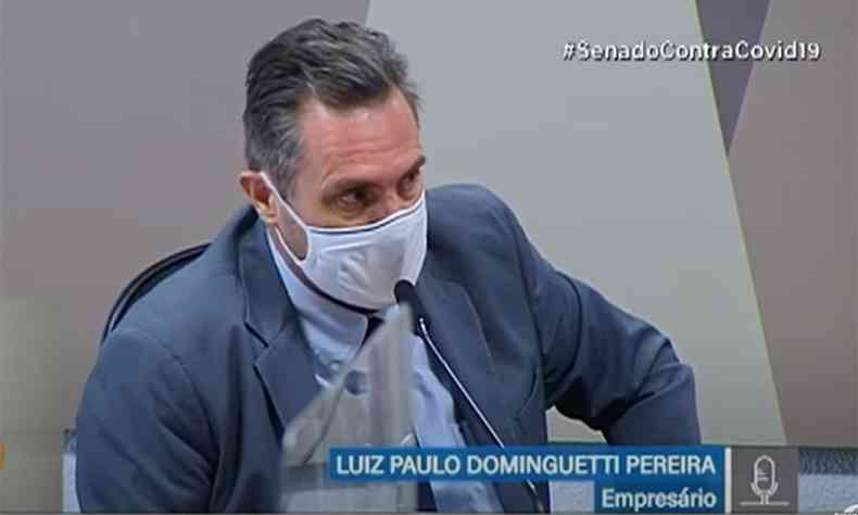 Luiz Paulo Dominguetti Pereira, apresentado como empresrio na CPI(foto: Reproduo da internet/Youtube/TV Senado )