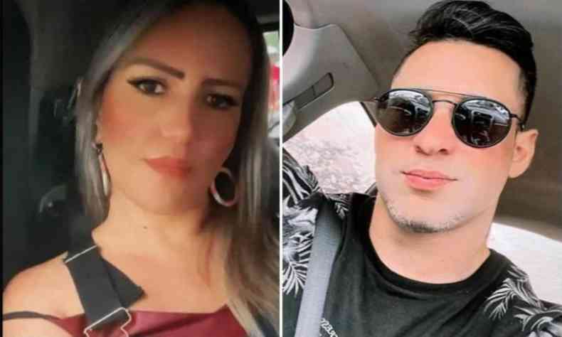 Izabel, loira dentro de um carro.  direita em outra foto, Paulo de culos escuro tambm dentro de um carro