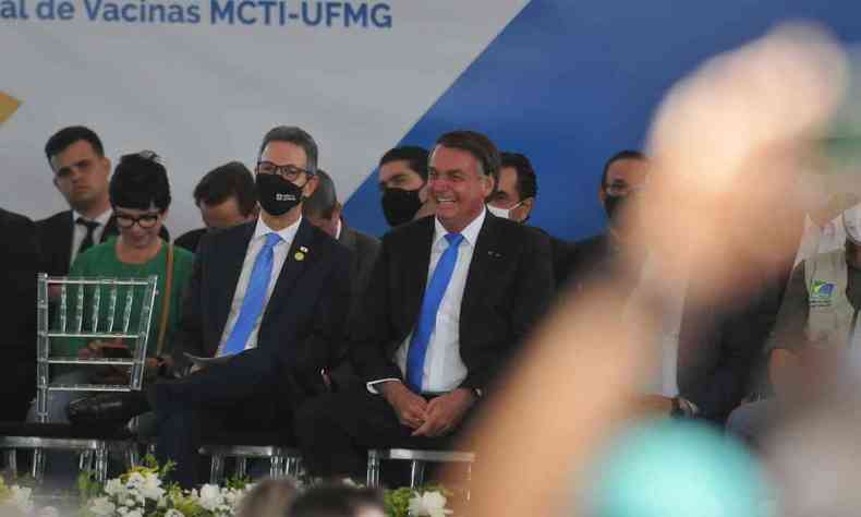O presidente Jair Bolsonaro (sem partido) e o governador de MG, Romeu Zema (Novo)