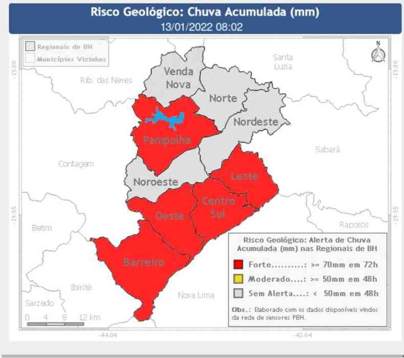 Mapa de risco geolgico de Belo Horizonte
