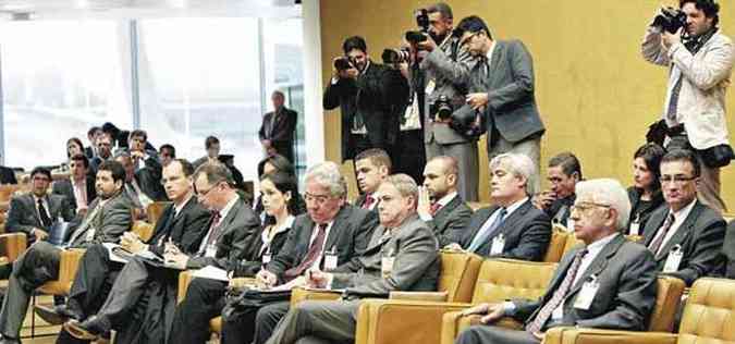 Plenrio do Supremo durante sesses destinadas  defesa dos rus: para advogados, metodologia adotada pela Corte afronta o processo legal(foto: Carlos Humberto/SCO/STF - 13/8/2012)