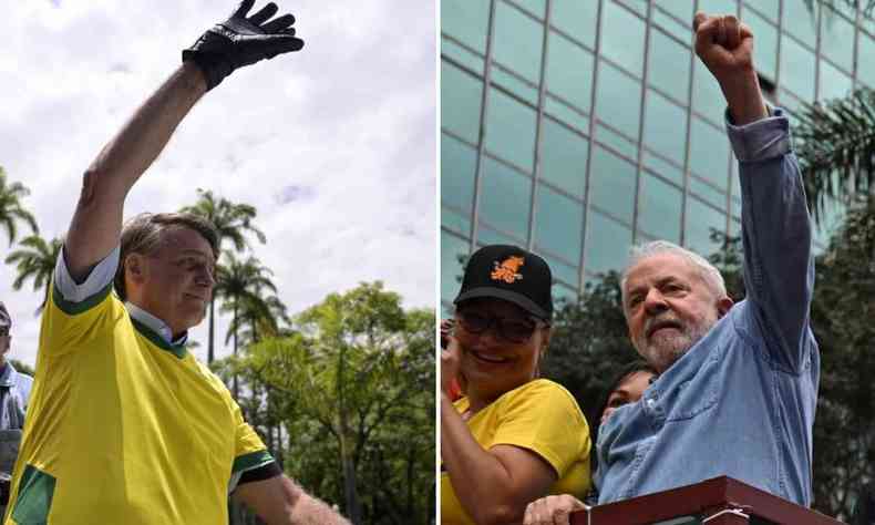 Bolsonaro e Lula de braos erguidos 