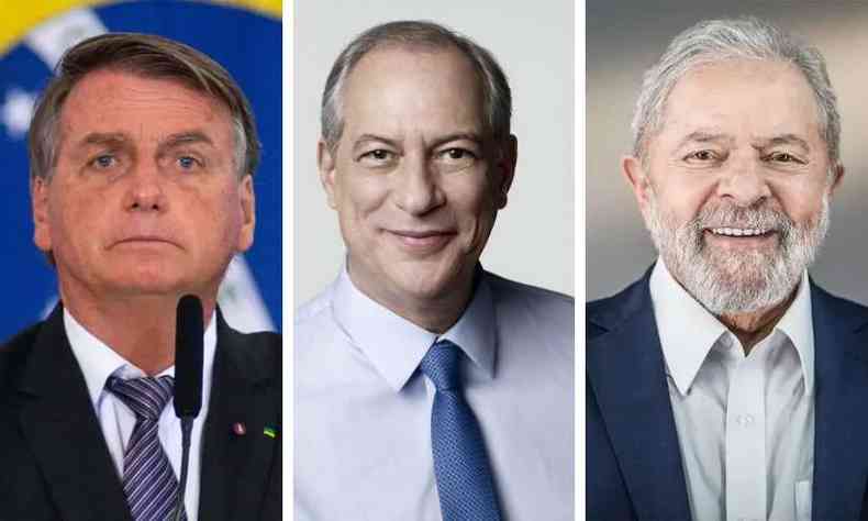 Montagem: Bolsonaro; Ciro e Lula
