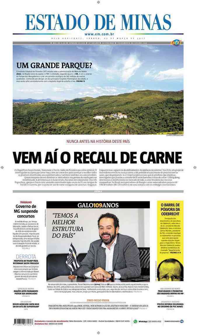 Confira a Capa do Jornal Estado de Minas do dia 25/03/2017