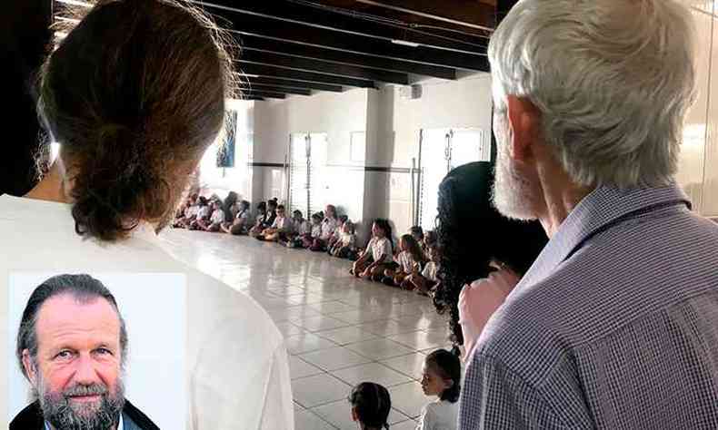 Jean Yves Leloup visita escola onde crianas meditam na Bahia(foto: Educa Mais Brasil)