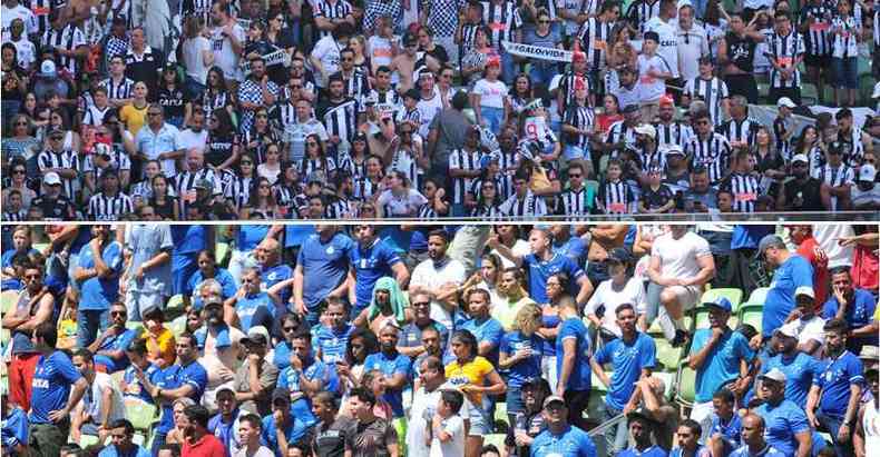 Os torcedores de Atltico e Cruzeiro esto sofrendo com o momento terrvel dos dois times(foto: Ramon Lisboa e Alexandre Guzanshe/EM/D.A Press)