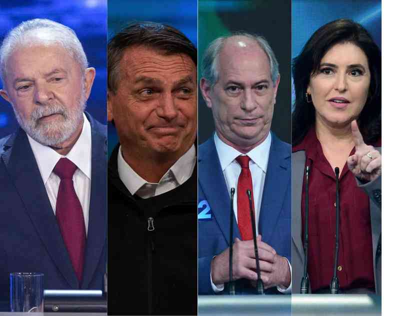 Montagem entre Lula, Bolsonaro, Ciro e Simone Tebet