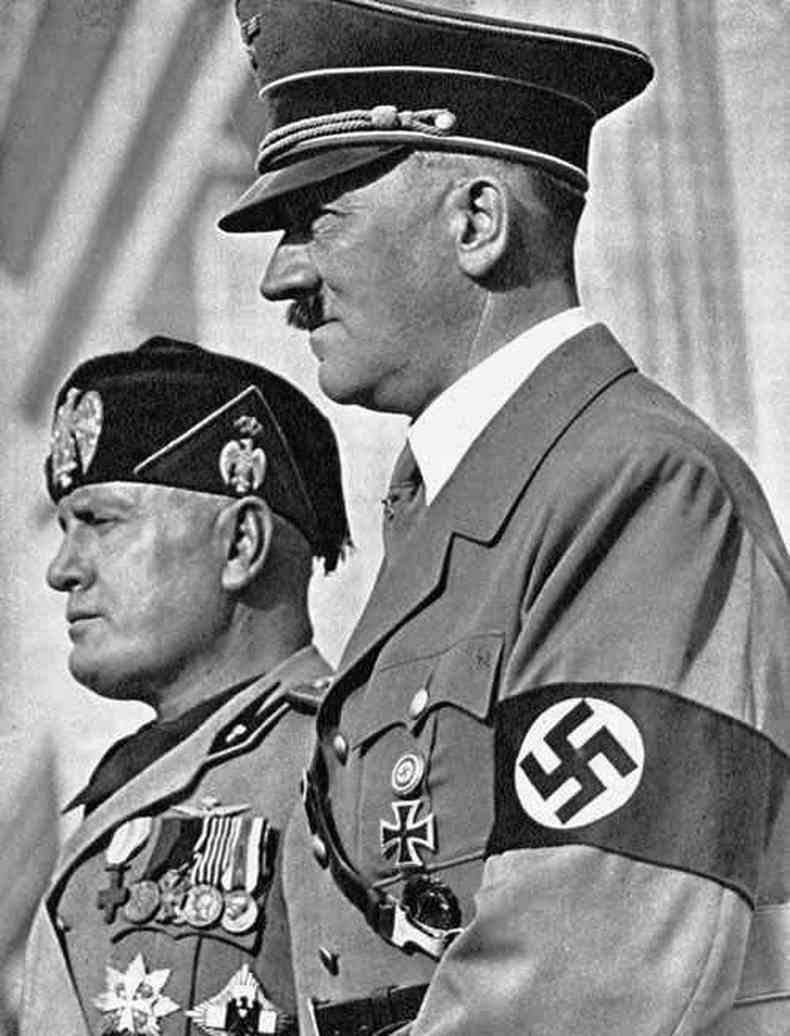 Benito Mussolini e Adolf Hitler - lderes nazifascistas da Itlia e Alemanha.(foto: Internet)