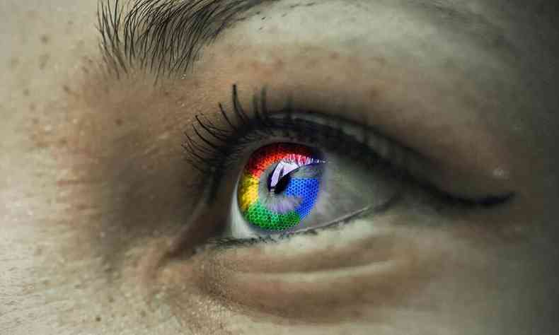 No olho de uma mulher a imagem da marca google
