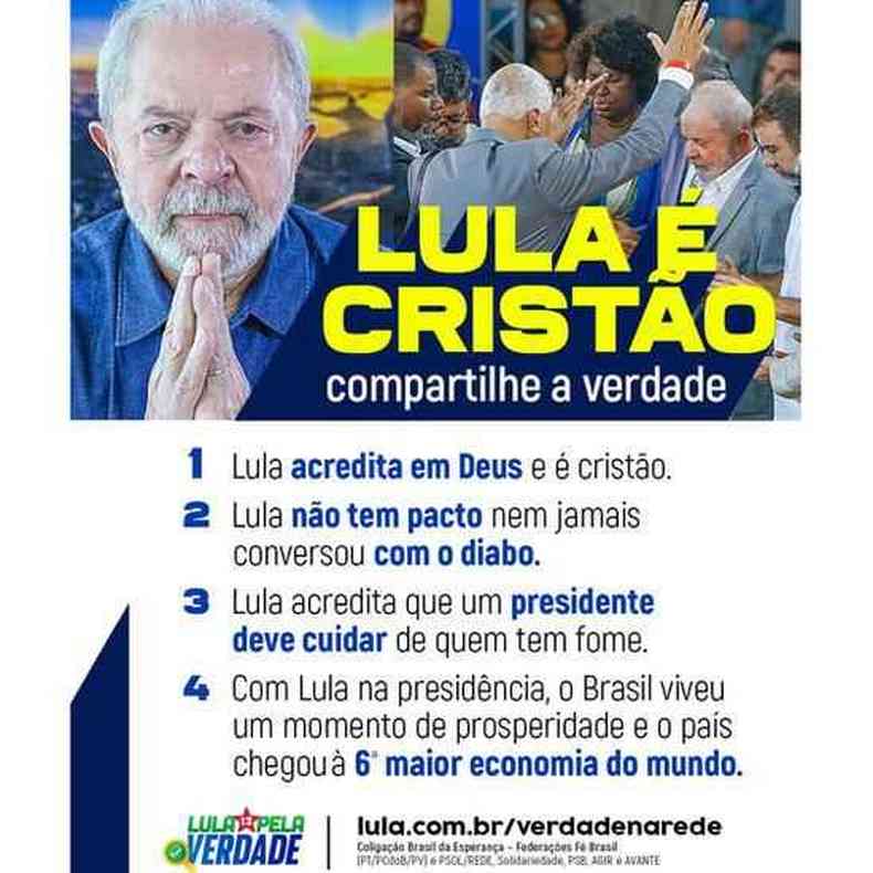 Campanha de Lula publicou comunicado sobre religio