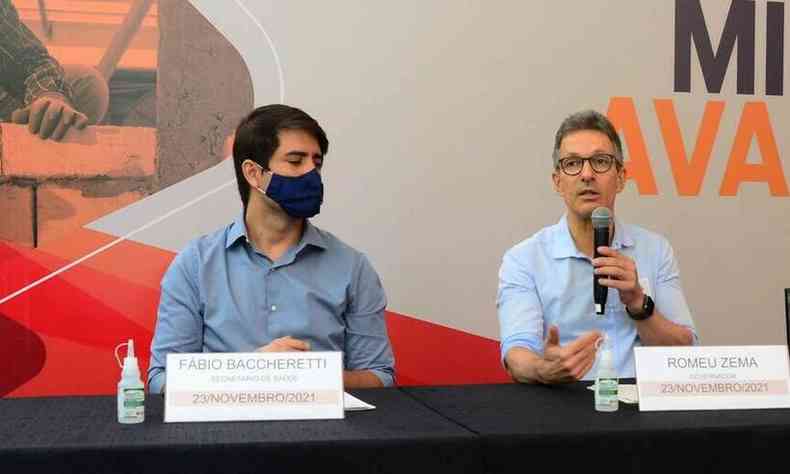 Baccheretti e Zema em coletiva de imprensa nesta tera-feira (23/11) no Hospital Eduardo de Menezes