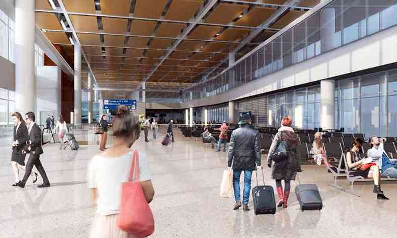 Trnsito de viajantes pelo espao mais amplo ser facilitado pelo uso de esteira(foto: BH-Airport/Divulgao)