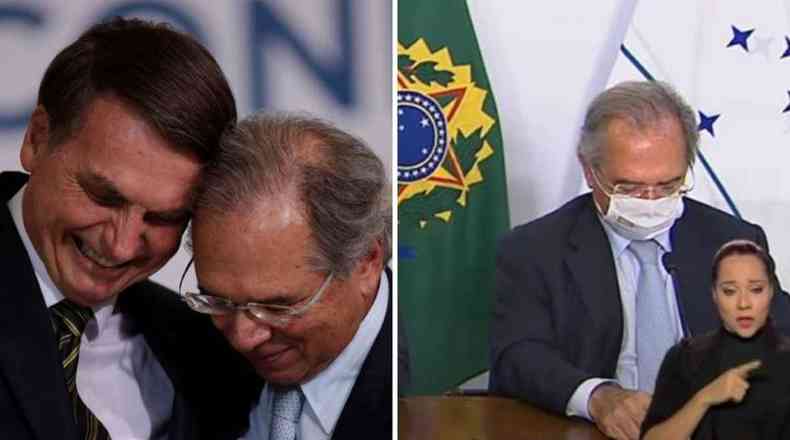 Guedes cochila enquanto Bolsonaro discursa(foto: Agncia Brasil/Reproduo)