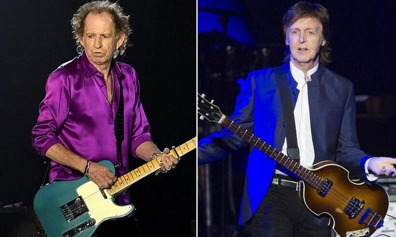 Keith e Paul: quem vai render mais dinheiro no leilão(foto: Divulgação) Guitarra de Keith Richards e baixo de Paul McCartney