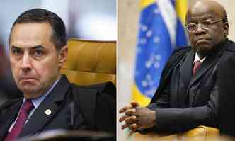Ministro Barroso (esq) justificou sua fala sobre Joaquim Barbosa (dir) como infeliz (foto: Nelson Jr./SCO/STF )