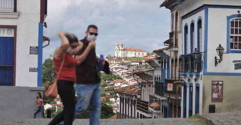 Centro Histrico de Ouro Preto, que faz campanha para que turistas adiem visitas e adota medidas sanitrias para barrar a COVID-19(foto: Alexandre Guzanshe/EM/D.A Press)