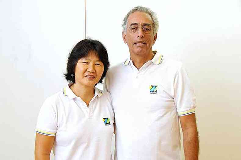 Bob com a esposa, Leila Abe, ex-atleta e atualmente professora de tnis