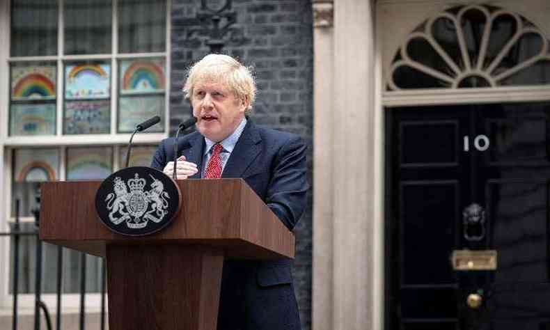 Johnson discursa pela primeira vez depois de ser infectado pelo coronavrus e pede pacincia aos britnicos(foto: Pippa FOWLES / 10 Downing Street / AFP)