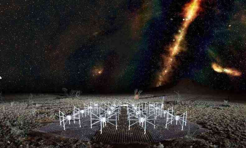 Algumas das antenas do radiotelescpio MWA, na Austrlia(foto: John Goldsmith/Divulgao)