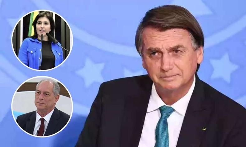 Fotomontagem com Bolsonaro, Tebet e Ciro