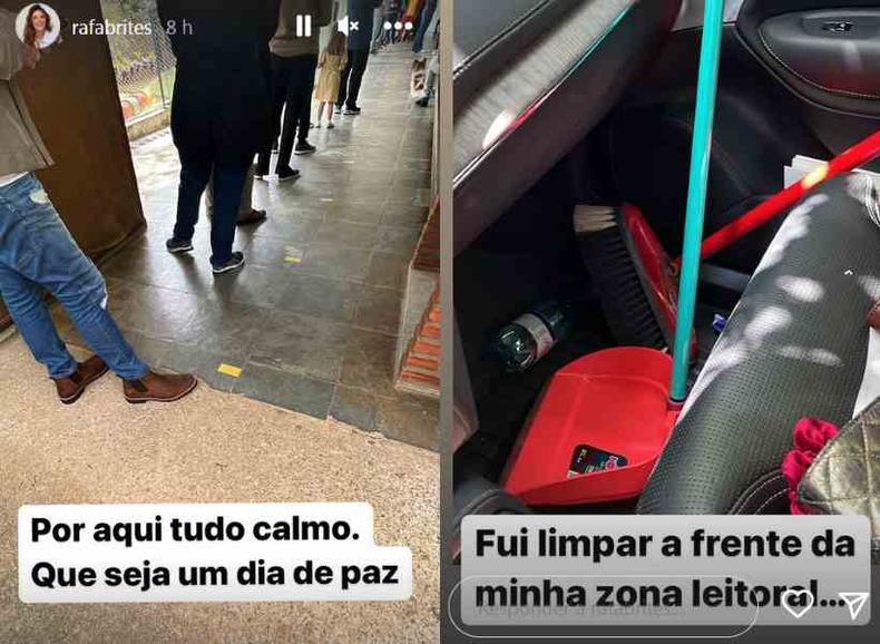 Post de Rafa Brites no Instagram sobre a limpeza que ela fez na zona eleitoral