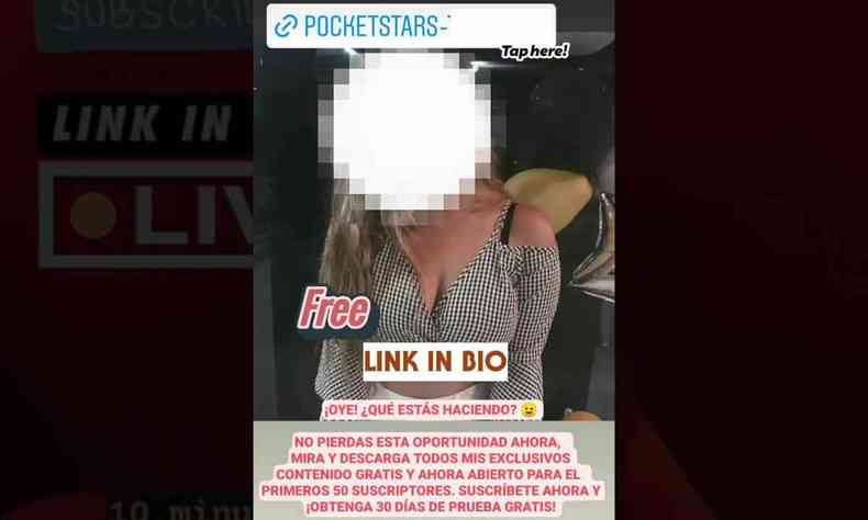 montagem com foto usada por golpistas no instagram de perfis falsos de mulheres