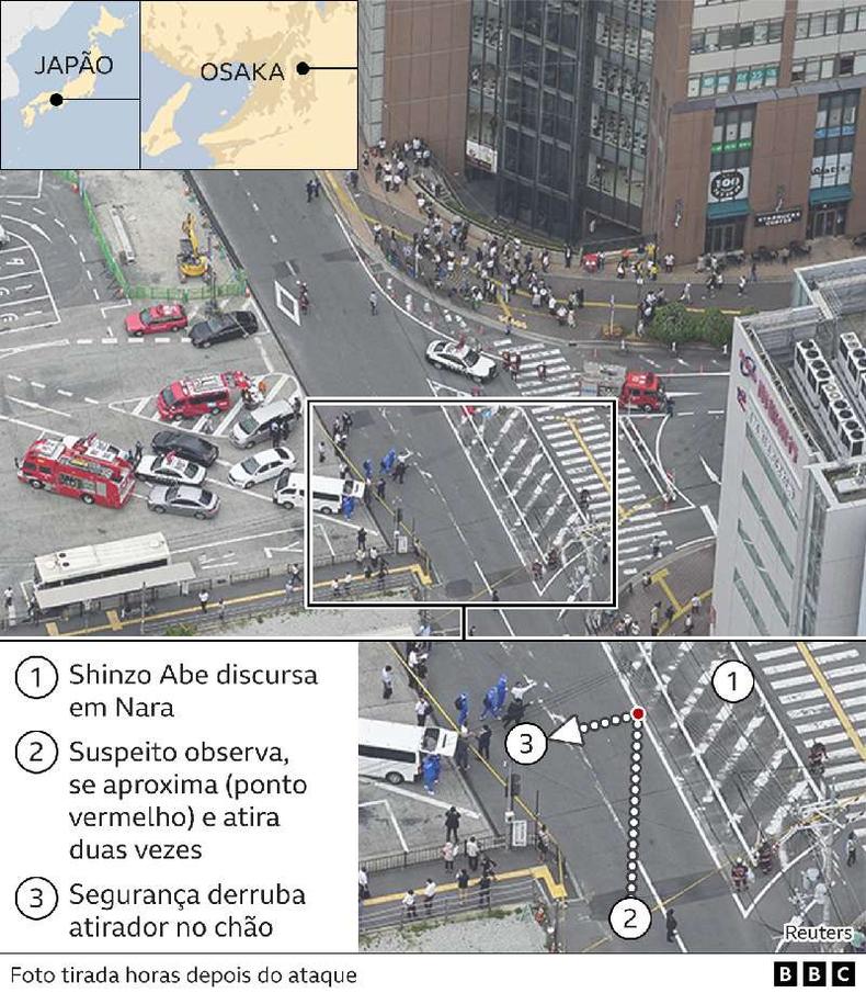 (foto: BBC) Mapa mostra região em que ocorreu ataque a ex-primeiro-ministro