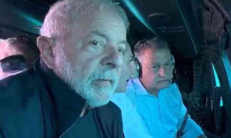Lula e Rui Costa em helicptero