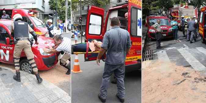 Mulher de 40 anos precisou ser socorrida de ambulncia at hospital da Unimed(foto: Edesio Ferreira/EM/D.A Press)
