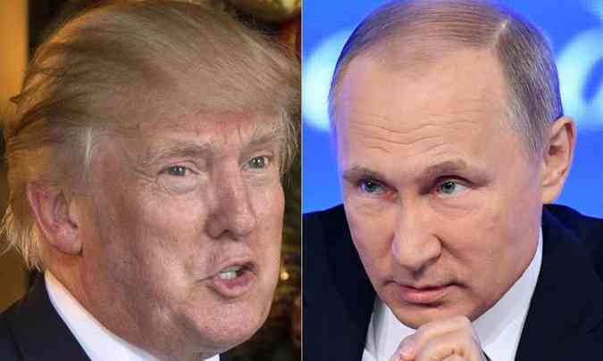 O presidente eleito nos EUA, Donald Trump e o atual presidente da Rssia Vladimir Putin(foto: AFP / DON EMMERT AND Natalia KOLESNIKOVA )