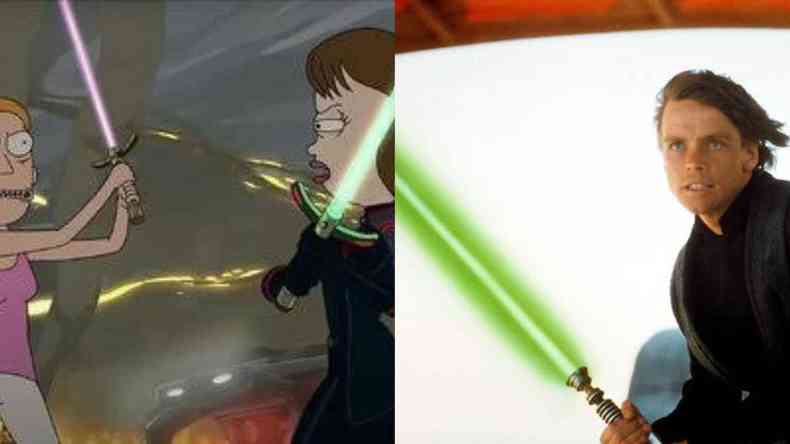 Cena de Rick and Morty em comparao ao filme Star Wars: Return of The Jedi