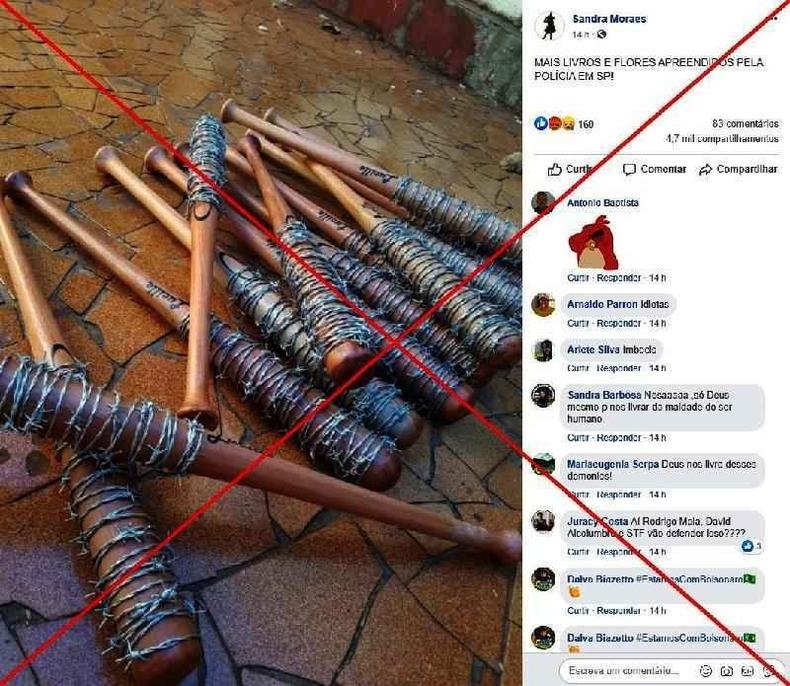 Captura de tela feita em 8 de junho de 2020 de uma publica��o no Facebook