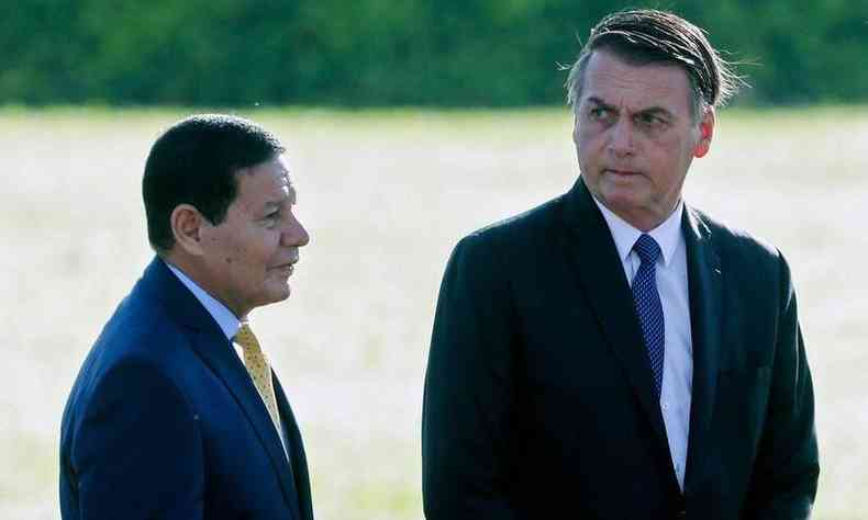 O presidente do Brasil, Jair Bolsonaro, e seu vice, Hamilton Mouro