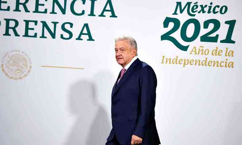 Andrs Manuel Lpez Obrador, presidente do Mxico, comemorou a criao do conglomerado de comunicao(foto: Alfredo Estrella/AFP %u2013 8/2/21 )